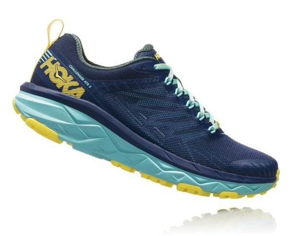 Hoka One One Challenger ATR 5 Womens UK - Blue / Green Trail Running Shoes - HXBLQ8563